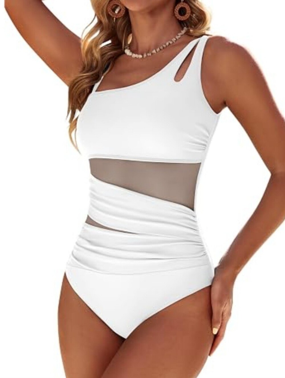 NWT Dridreo Women's Tummy Control Cut-out Mesh One Piece Swimsuit Size M